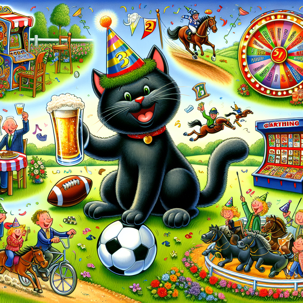 Depict a lively birthday setting with a cheerful cartoon motif. The focus is on a cheery black cat donning a festivity cap, surrounded by fanciful illustrations of the birthday person's preferred pastimes. A petite football is positioned at the cat's paws, hinting at a football match. On the side, a comical game machine and a spin-the-wheel model capturing the excitement of wagering. An adjacent racing circuit displays cartoon horses in full sprint, while a plot of land adorned with vibrant flowers suggest a gardening hobby. A fictional character leisurely walks on a trail, indicating a fondness for strolls, and all the attendees hold up bubbly mugs of ale in honor of the significant occasion.
Generated with these themes: Black cat, Soccer , Gambling , Horse racing, Gardening , Walking , and Beer.
Made with ❤️ by AI.