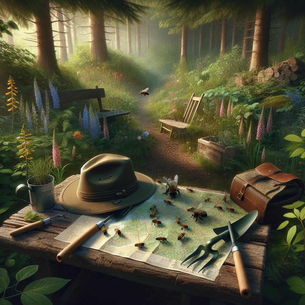Imagine a serene woodland clearing infused with the fresh scent of nature. Located near vibrant, blossoming plants is a child-sized gardening fork and trowel, suggesting a shared family gardening activity. An explorer's hat, marking the interests of an unseen male figure, rests on an old wooden bench in the center of the clearing. Next to the hat, an open map dotted with marked nature trails is unfurled, reflecting the person's love for adventure. A lively swarm of bees threads through the dense foliage, epitomizing the wild spirit inherent to this setting. This scene serves as a symbolic Father's Day tribute, embodying elements of exploration and paternal mentorship without directly portraying a man.
Generated with these themes: Hiking, Maps, Gardening, Explorer hat, Man, Bees, and Nature.
Made with ❤️ by AI.