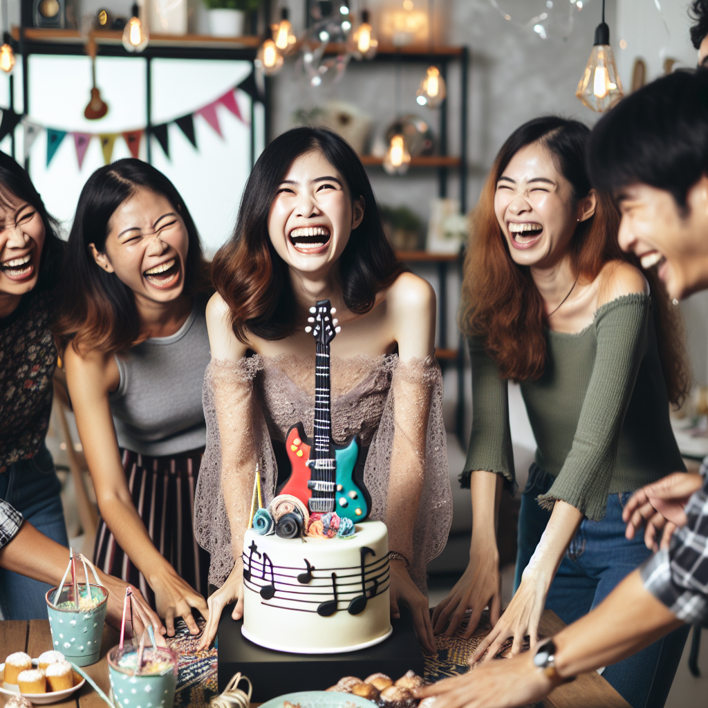 Photo of a musical themed birthday party, where the birthday person is seen laughing and celebrating with their family, amidst party decorations and a guitar-shaped birthday cake.
Generated with these interests: Party, Family, and Music.
Made with ❤️ by AI.