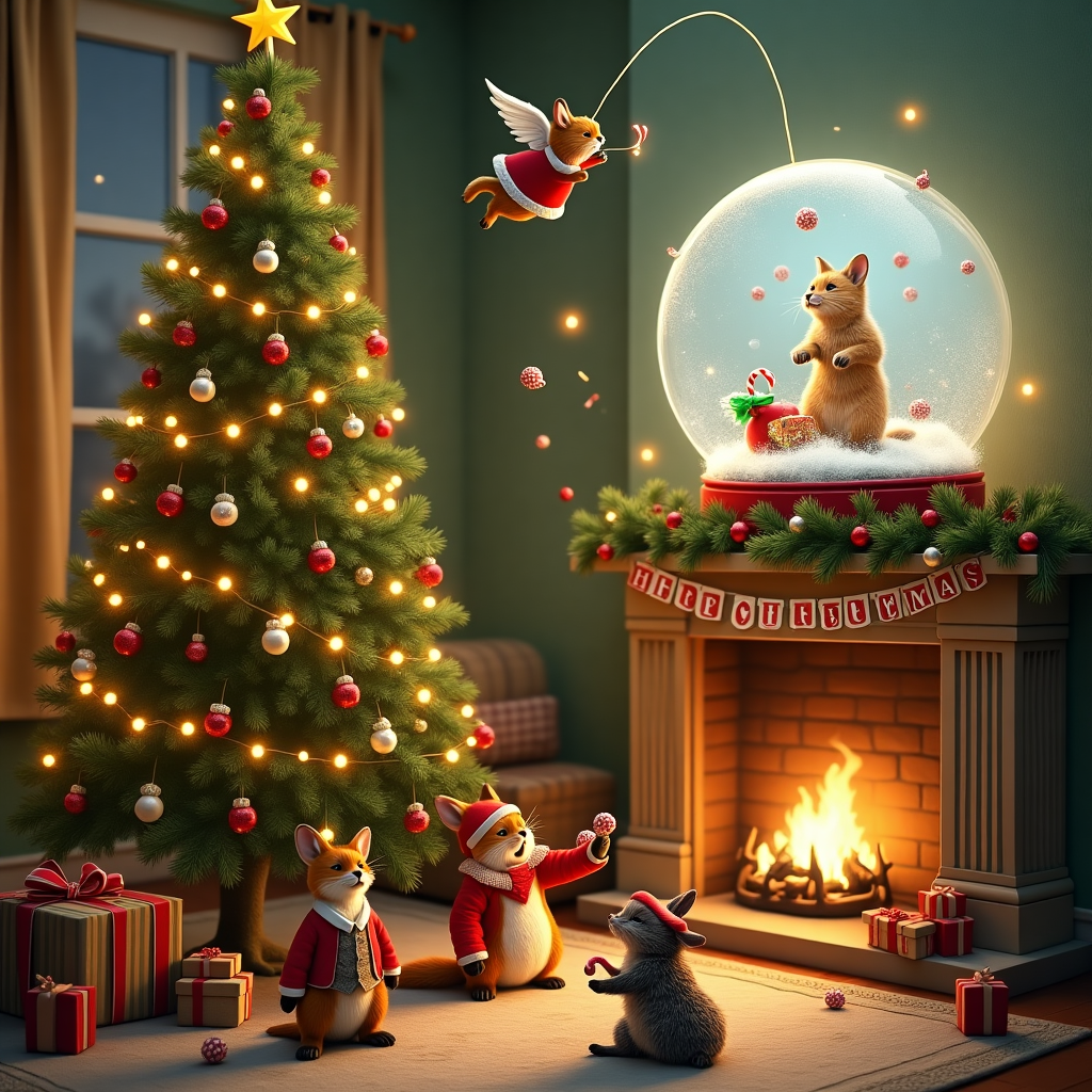 Laughing under the Christmas tree Christmas Card