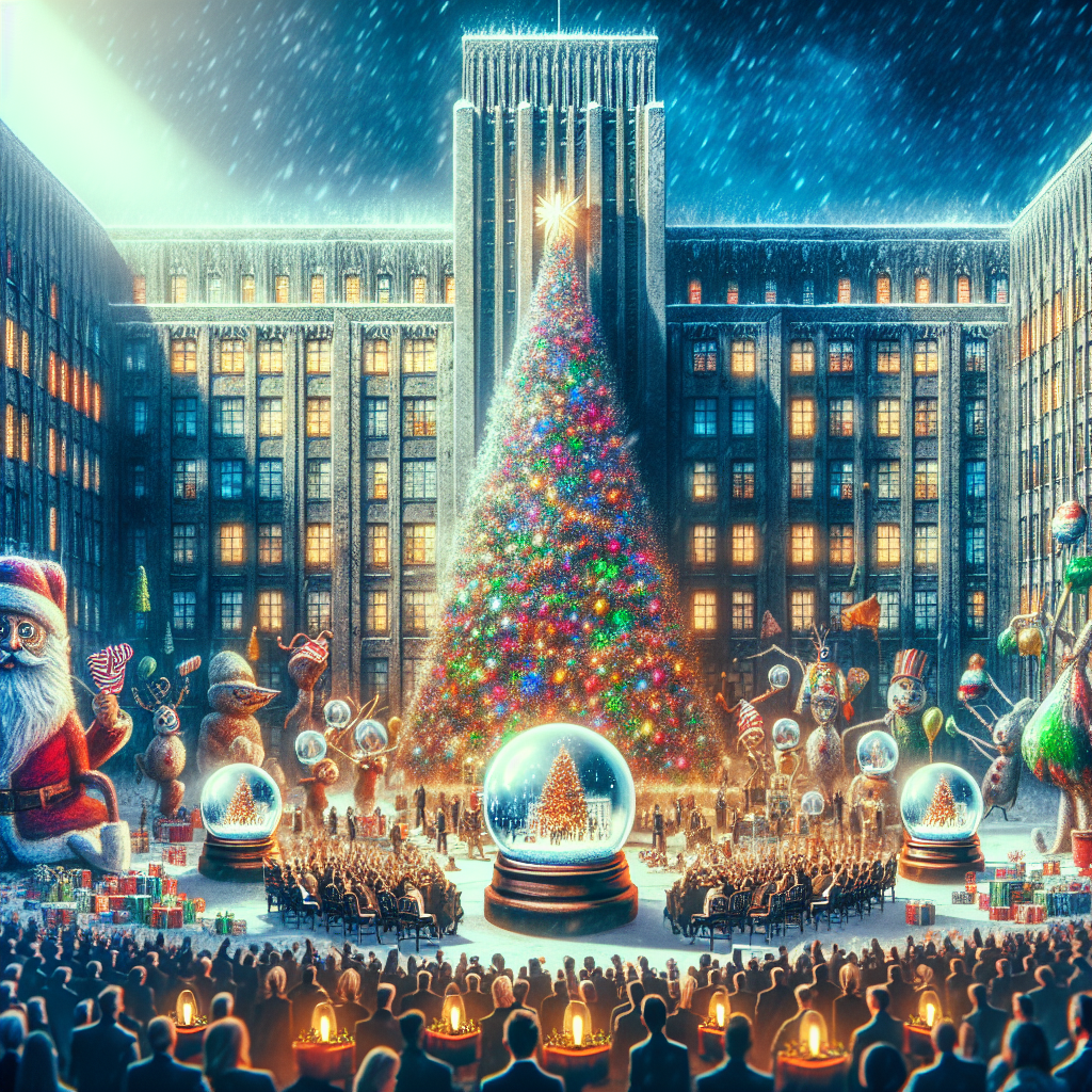 This portrayal of a Christmas gathering is steeped in surrealism—centered in Manchester's Media City, the headquarters of King of Sunshine Productions looms benevolently. A grandiose Christmas tree illuminated by the strange glow of winter's light dominates the area. The Christmas party is abuzz with excitement as attendees marvel at tiny snow globes that hold precious gifts. Decorations of impossible shapes and colors adorn the scene, completing the festive yet dreamlike tableau.
Generated with these themes: King of Sunshine Productions, Christmas tree, Manchester , Media city, Christmas party , Small snow globes with presents in , and Decorations .
Made with ❤️ by AI.