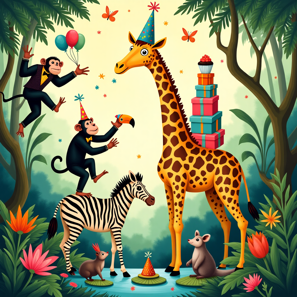 Jungle party, and Wild and free Birthday Card