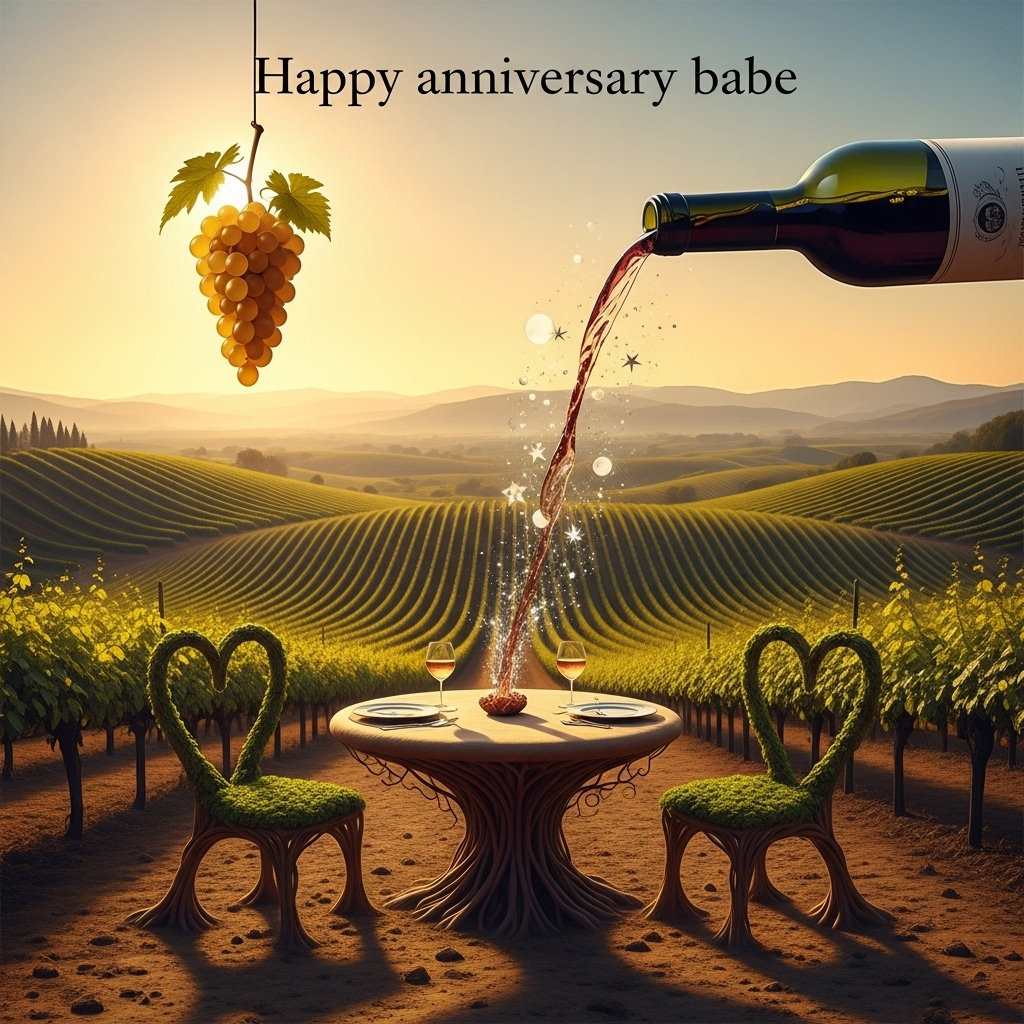 Sun and wine, and Anniversary Card