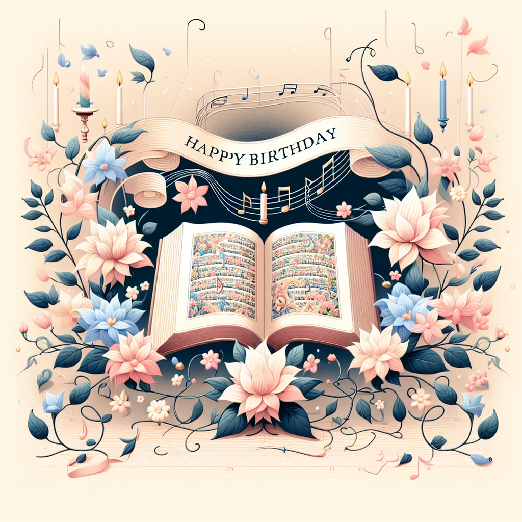Flowers, Bible, Music, Art, and Literature Birthday Card