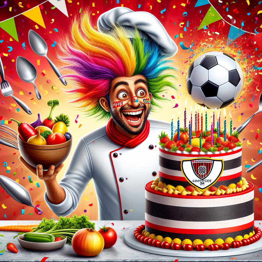 A fun birthday image featuring a cheerful chef of South Asian descent with brightly-colored, disheveled hair reflecting the lively spirit of attention-diversity condition. This chef joyfully juggles a variety of vegetables and a soccer ball decorated with a traditional, stylized football club emblem. The background explodes with a festive blend of red and yellow, with confetti floating around a significant, multiple-layered cake displaying the team's colors and a generic, stylized logo. It's a delightful commendation of both culinary arts and soccer enthusiasm.
Generated with these themes: ADHD, Chef, and Manchester United football.
Made with ❤️ by AI.