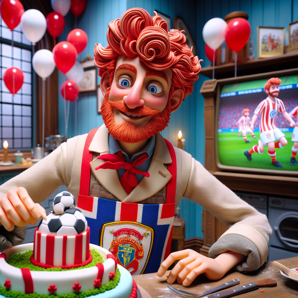Imagine an endearing birthday scene comprising a red-haired chef character, with a playful spark in their eyes reflecting an animated and whimsical energy. The chef appears to be of Middle-Eastern descent. They're dressed in an apron displaying the colors and emblems of a popular football team based in Manchester, the design inspired by 1910s football fashion. The character is in a kitchen adorned with red and white balloons. They're decorating a large birthday cake with football-shaped icing ornaments with a soccer game being televised in the background. The room is scattered with various cooking tools and birthday gifts, adding to the festive disarray and celebration.
Generated with these themes: ADHD, Chef, and Manchester United football.
Made with ❤️ by AI.