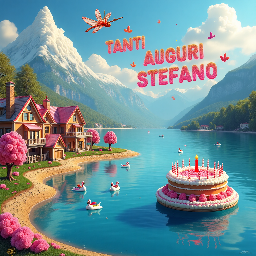 Como lake, and Candyland Birthday Card