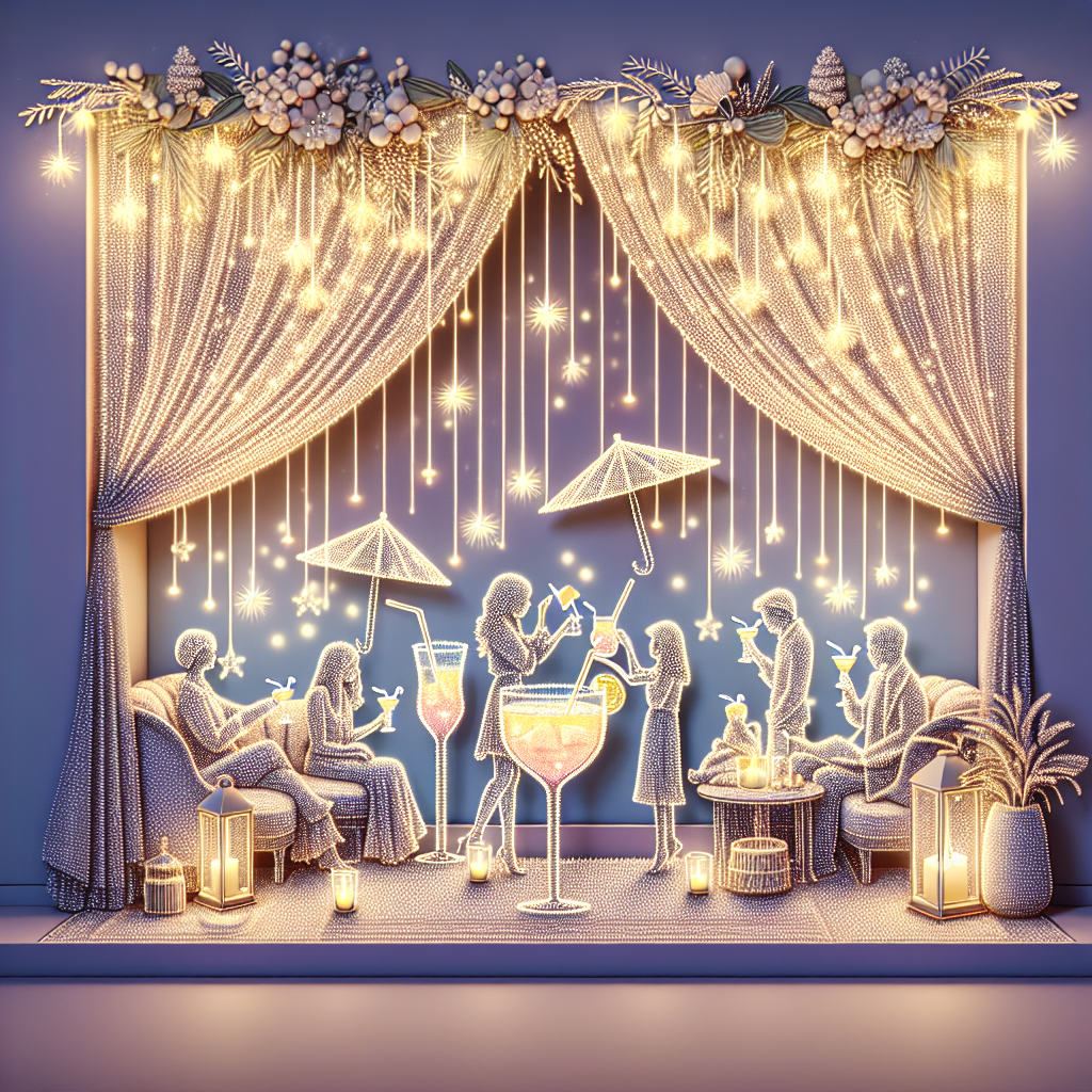 Create an image of a delicately lit birthday scene. Tiny fairy lights twinkle overhead, casting a soft glow over family and friends of various genders and descents enjoying exquisite long cocktails. Their slender straws and little umbrellas peek from the glasses, while their cheerful banter fills the room. A tranquil rest zone is set apart, underlying the importance of rest. This peaceful corner boasts a lavish daybed, its elegance accentuated by a cozy throw - a symbol of wrapping up a lovely birthday celebration.
Generated with these themes: Long cocktails, and A good sleep.
Made with ❤️ by AI.
