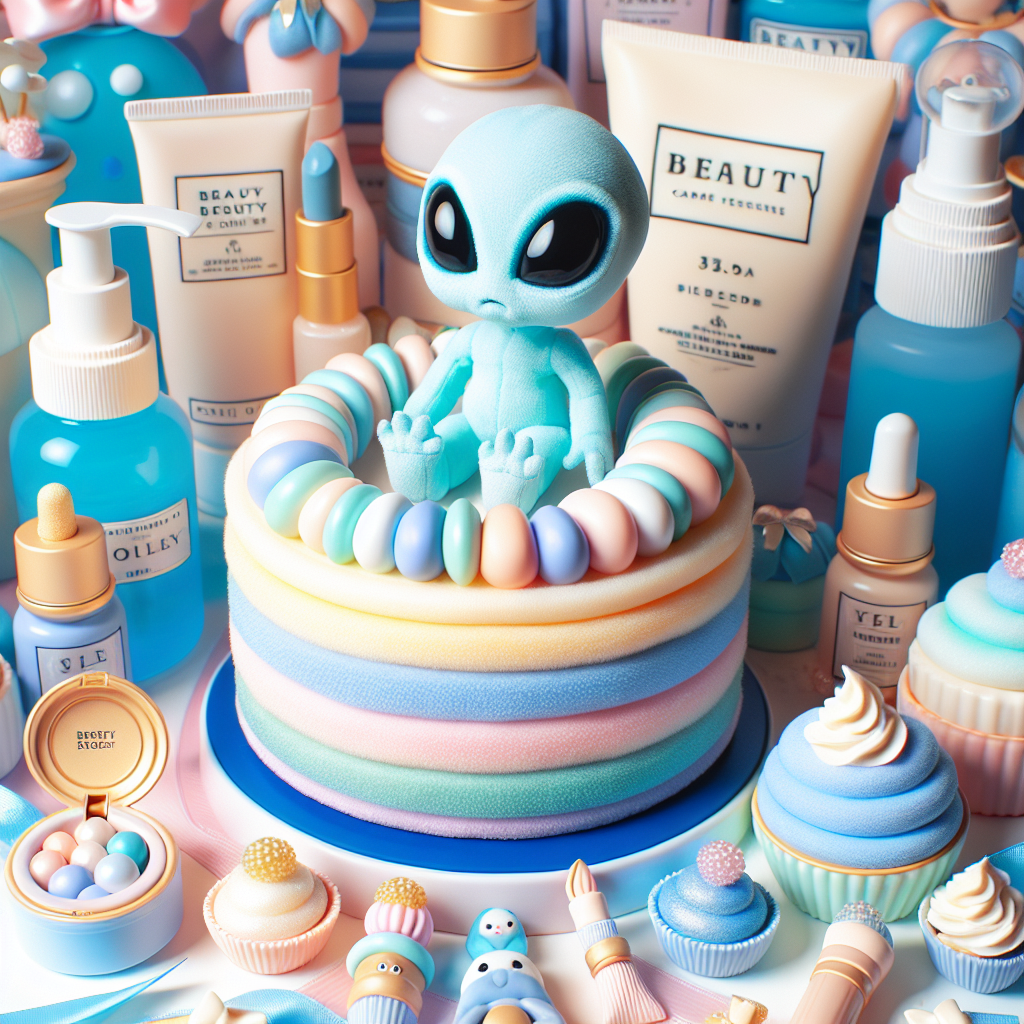 A joyous celebration is in view, illustrated by an endearing cerulean extraterrestrial creature seated atop a multi-hued, creamy birthday cake. Tiny replicas of beauty care products and cosmetics essentials enhance the scene. Plush toys resembling creamy, pearl-laden beverages snuggle amidst crisp stripes of ribbons and bows, capturing an aesthetic that expertly combines delicate charm with the mature ambiance of a realistic beauty-themed festivity.
Generated with these themes: Stitch, Skin care, Boba, Make up, and Preppy.
Made with ❤️ by AI.