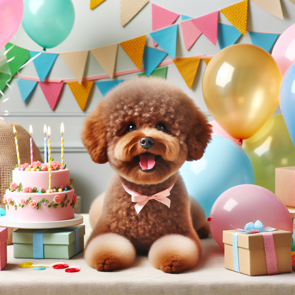 Visualize a warm and inviting birthday setting where a jubilant and lifelike brown Bichon Frise is the star attraction. The room is beautifully decorated with multi-colored cheerful bunting and plenty of soft-colored balloons. The alert and happy eyes of the dog exude the joyous spirit of the celebration. The party decor is complemented by a small pile of gift boxes and a beautifully embellished birthday cake, providing an inviting and radiant ambiance.
Generated with these themes: Lovely brown bichon frise.
Made with ❤️ by AI.