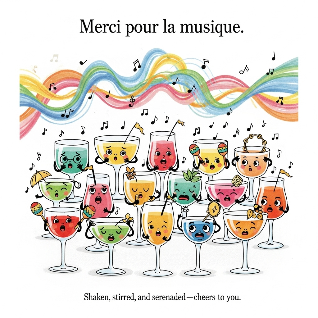 Music, choir, cocktails, colours, and Thank-you Card