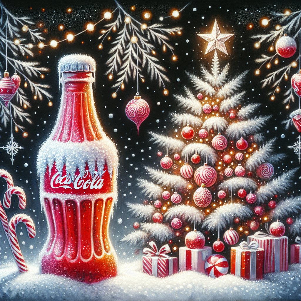 Snow, Coca cola, and Christmas tree Christmas Card