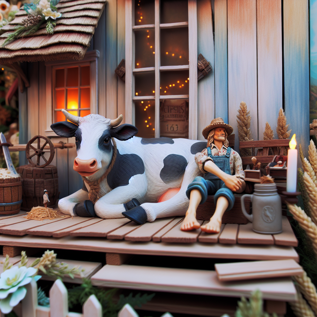 In an endearing birthday celebration, a gentle cow is the main highlight enclosed within rustic, farm-like decorations. The surroundings are colored with soft pastels, projecting a peaceful, rural appeal. Carefully positioned, a figurine of a barefoot woman with a counterculture lifestyle enhances the flamboyant delight in the setting, her relaxed posture demonstrating an untroubled disregard for the ongoing party. It's symbolic of her tranquil disconnect from the lively ambiance. The decoration, while entertaining, carries an effect of minimalistic simplicity, tactfully shunning the flashy and embracing genuine mirth.
Generated with these themes: Cows, Barefoot hippy woman, and Boredom.
Made with ❤️ by AI.