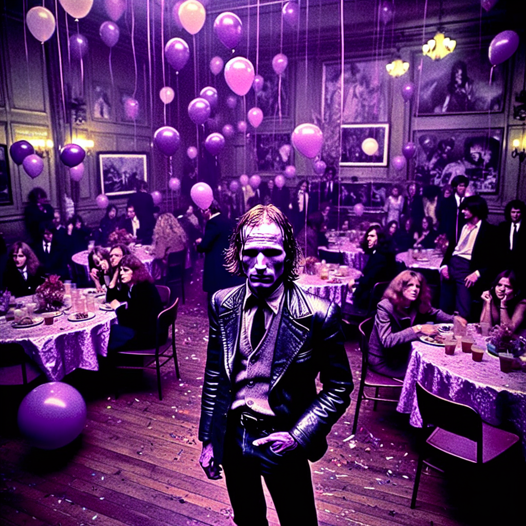 Picture a room brimming with the celebrations of a 41st birthday. Saturated with rich tones of purple, its aesthetics are veering more towards the surreal than the everyday mundane. In the thick of it, a conspicuously quiet figure stands, their face a mask of stoicism that has a fleeting likeness to a vaguely familiar rock legend from yesteryears. The atmosphere, thick with anticipation and excitement, has an almost dreamlike quality as it honors the relentless passage of time and pays homage to the undying charm of rock and roll legends. Balloons fill the space, and in a strange defiance of natural laws, they appear to fight against gravity.
Generated with these themes: Aged 41, Poker face, David bowie, Balloon, and Purple.
Made with ❤️ by AI.