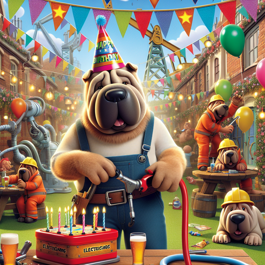 A delightful cartoon birthday theme presents a fantastical fusion of amusement and profession. The scene is set in a festive beer garden, with animated dogs resembling those from a popular children's show, dressed as electricians working on vibrant oil rigs. A Shar Pei dog dons a party hat and humorously acts out the role of a history teacher, amidst a background strewn with balloons and streamers, perfectly capturing the celebrative atmosphere.
Generated with these themes: Lager, Paw patrol, Oil rigs, Electrician , Sharpa dog, and History.
Made with ❤️ by AI.