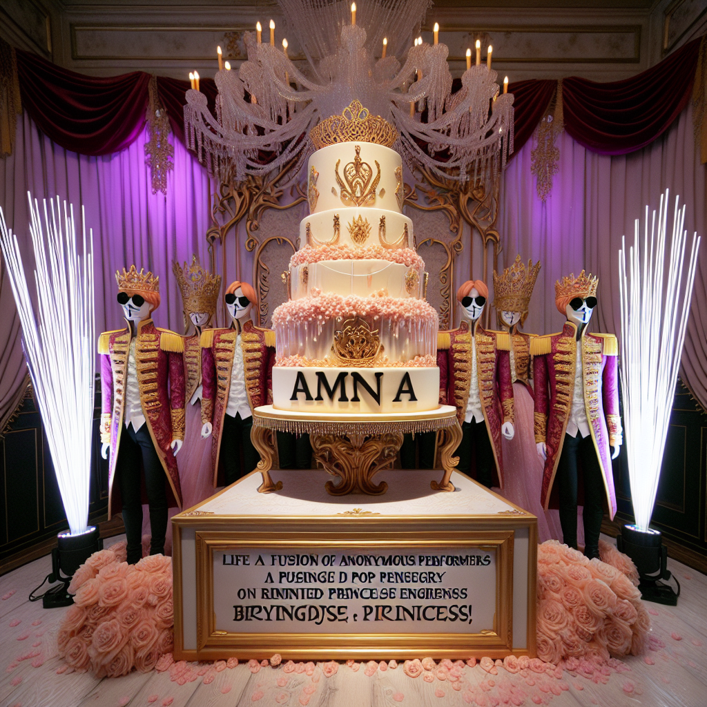 This scene features a blend of Kpop energy and princess elegance for a realistic birthday celebration. Life-size cardboard cutouts of popular Kpop idols dressed as royalty guard the corners of the room. The centerpiece is a multi-tiered cake intricately designed with Amna's name, Kpop symbols, and princess motifs, serving as a perfect backdrop for memorable photos.
Generated with these themes: Kpop, and Princess .
Made with ❤️ by AI.