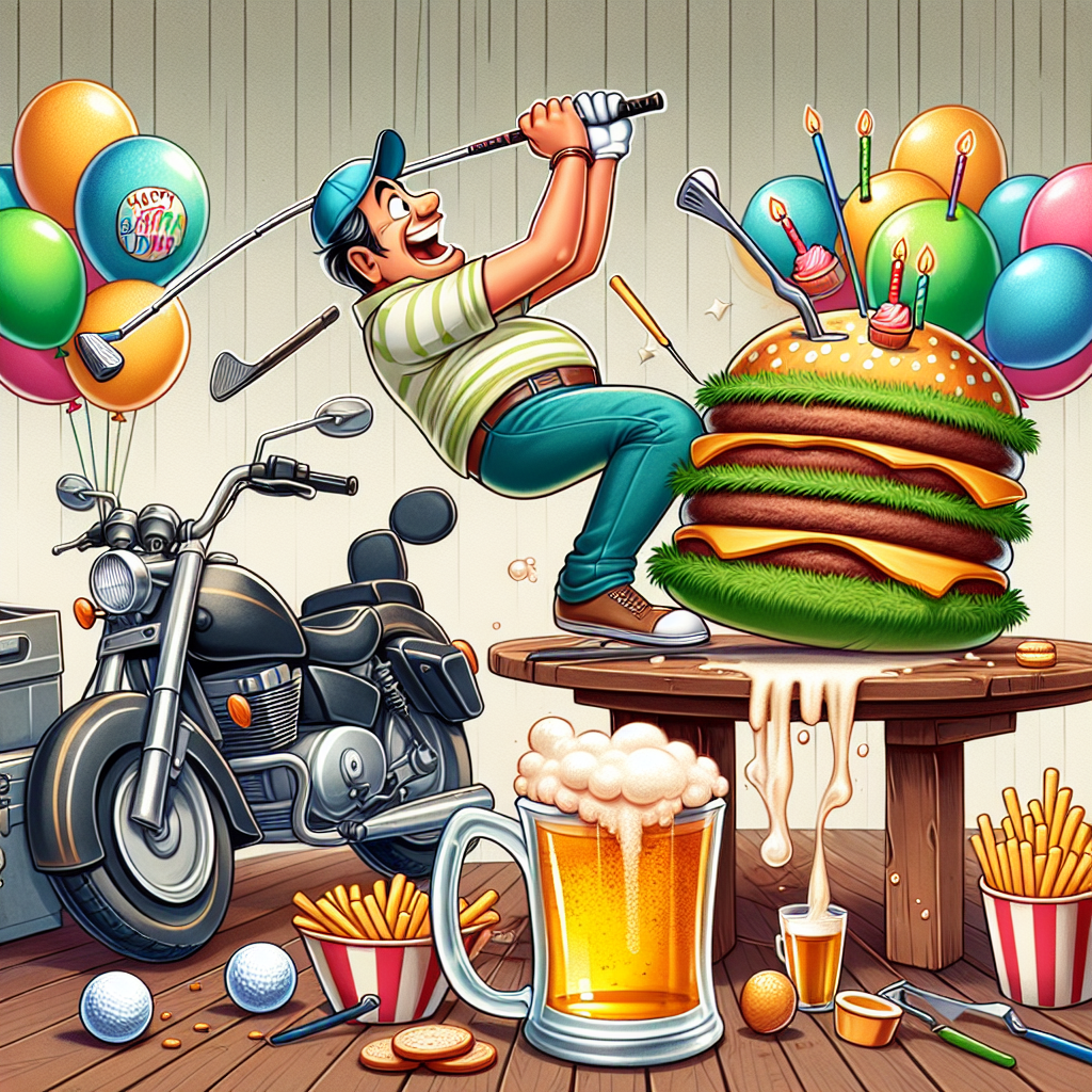Golf, Beer, Cooking, and Motorbikes Birthday Card