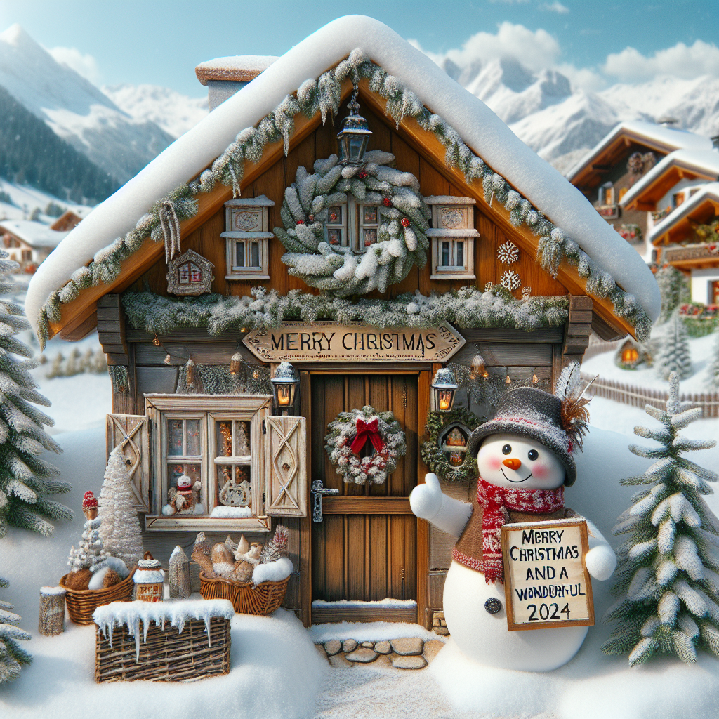 A snowy alpine village scene, with a picture-perfect cottage featuring Team Garrett Europe on its quaint wooden sign. The cottage is tastefully decorated with realistic wreaths and garlands. Beside the front door, a handcrafted snowman holds a sign bearing the warm wishes of 'Merry Christmas and a wonderful 2024'.
Generated with these themes: Team Garrett Europe.
Made with ❤️ by AI.