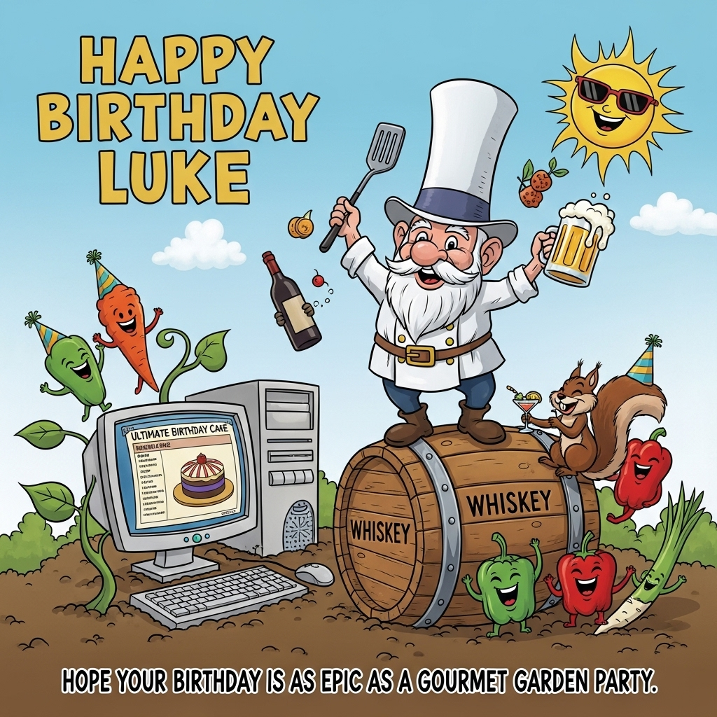 Gardening, Computers, Cooking, Wine, Whiskey, Beer, and Birthday Card