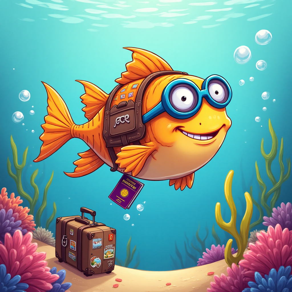 Fish,traveling, and Birthday Card