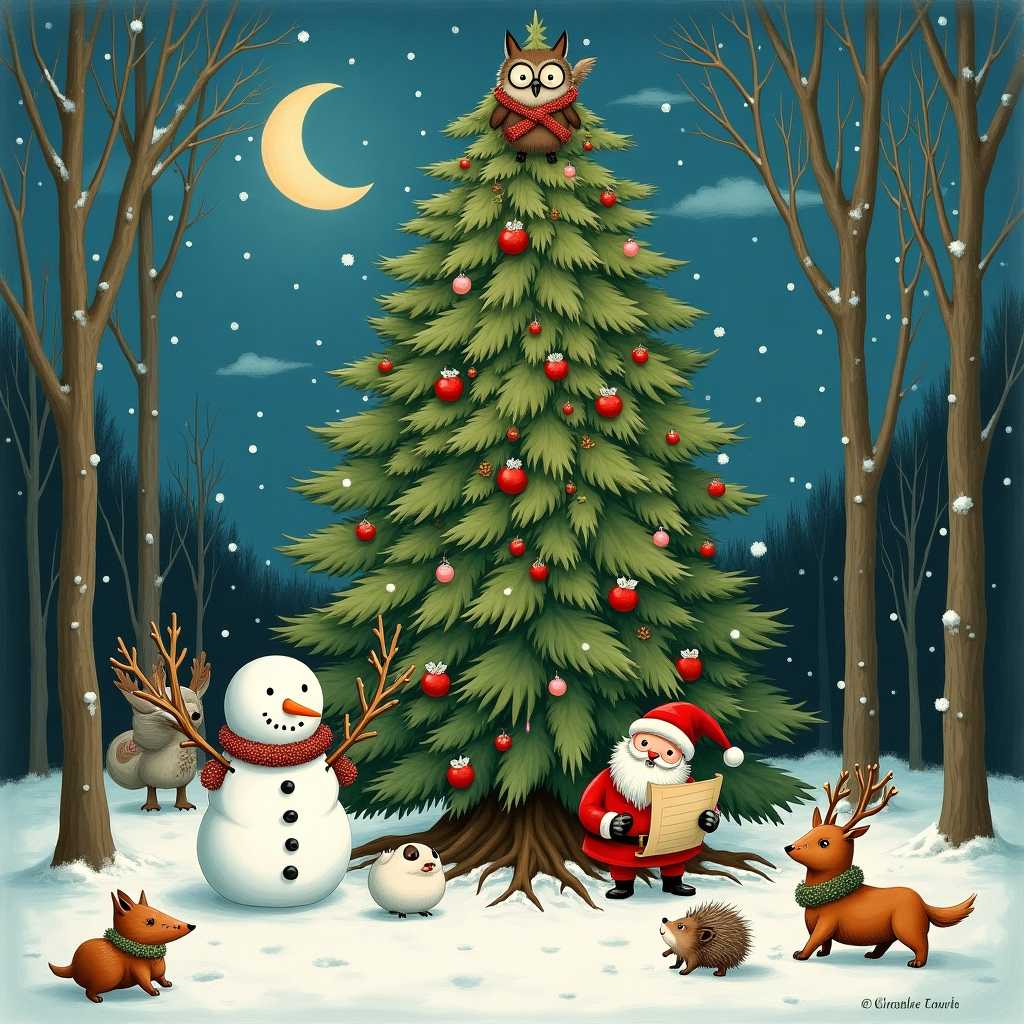 Snow, christmas, forest Christmas Card