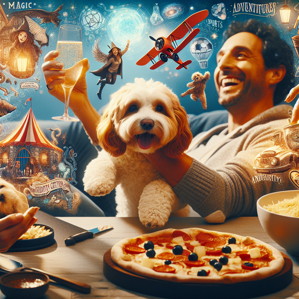 Imagine a heartwarming gathering filled with intimacy and celebration. A playful ginger and white cavapoo is the heart of the scene, nestled amidst echoes of adventurous journeys, magical intrigue, and sports enthusiasm. A white-skinned man with dark hair, seemingly the birthday celebrant, is found brimming with joy while interacting with his loved ones. As he raises a glass, signaling a toast for his 40th birthday, a pile of enticing, freshly baked pizzas is glimpsed nearby. Visuals of magic-inspired accessories and adventure-themed elements pervade the scene, altogether signifying a life well cherished, and foreshadowing a future teeming with excitement and exploration.
Generated with these themes: Ginger and white cavapoo, Pizza, Adventure, Husband white skin dark hair, Harry Potter, 40 birthday, and Liverpool .
Made with ❤️ by AI.