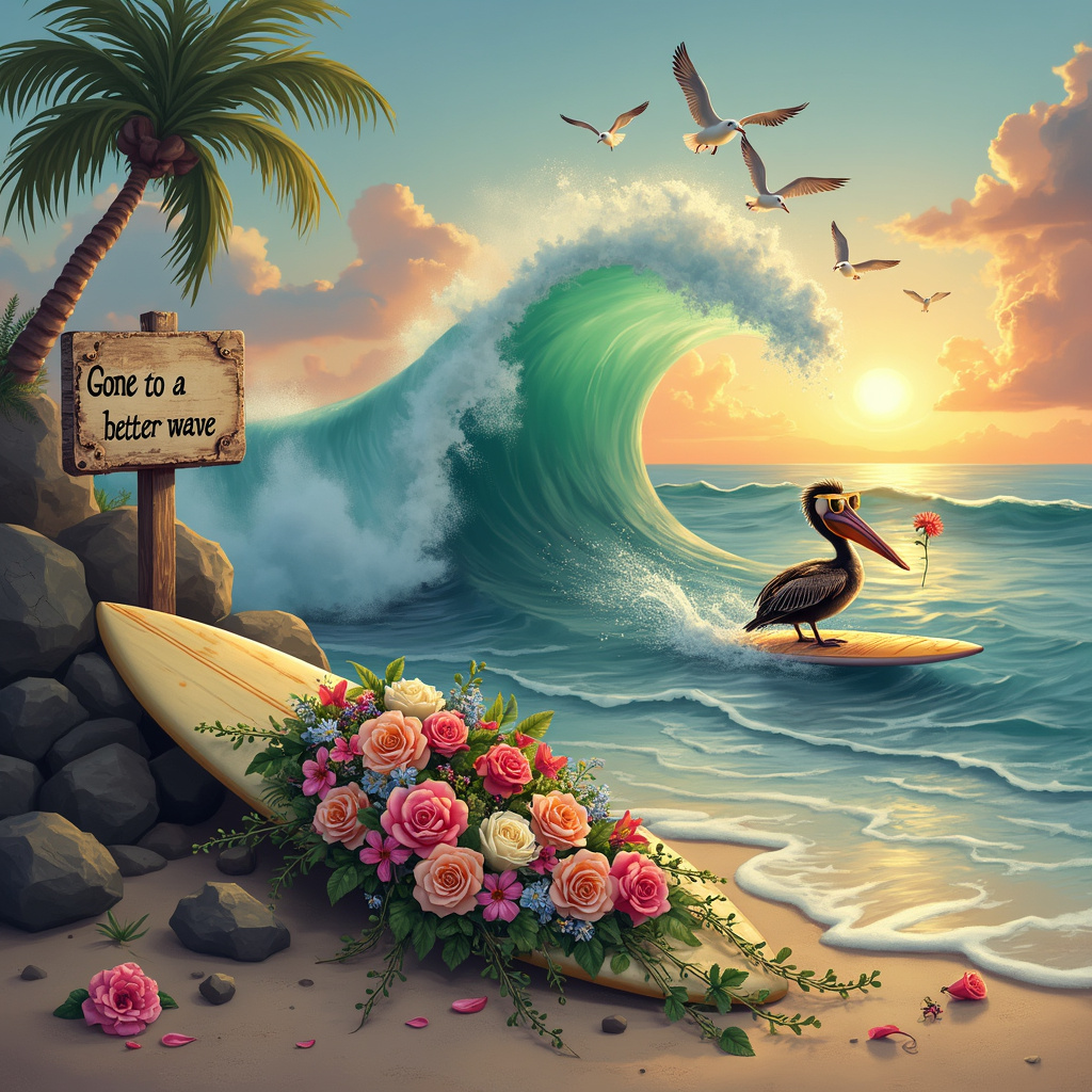 Surfing on the ocean Sympathy Card