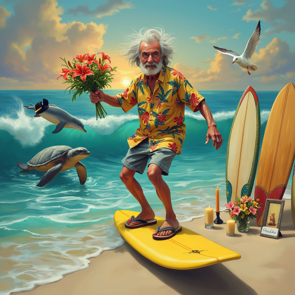 Surfing on the ocean Sympathy Card