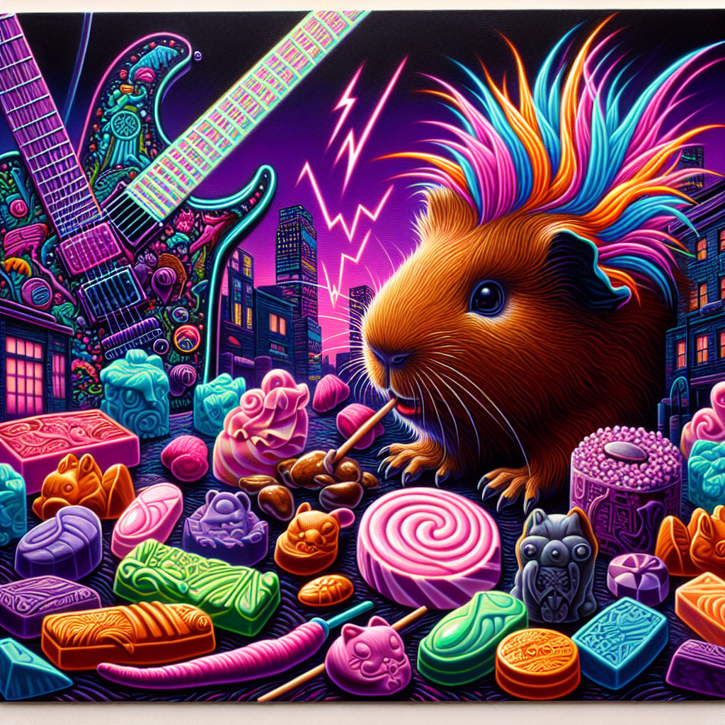 Picture a canvas depicting an abstract Father's Day scene, infused with vibrant neon hues inspired by the nocturnal kinetic energy of Tokyo streets. Observe the intertwining of electric guitars and punk motifs styled like graffiti, composing the pulsating rhythm of rock music. Scattered across the setting, discover an array of strange and whimsical sweets that echo nostalgia of childhood treats, adding a playful juxtaposition. The centerpiece? A stylized portrayal of a brown guinea pig adorned with a candy-crafted punk hairstyle, its paw clutching a guitar pick that speaks volumes of a shared love for music and familial bond.
Generated with these themes: Tokyo, Punk, Rock music, Sweeties, and Brown guinea pig .
Made with ❤️ by AI.