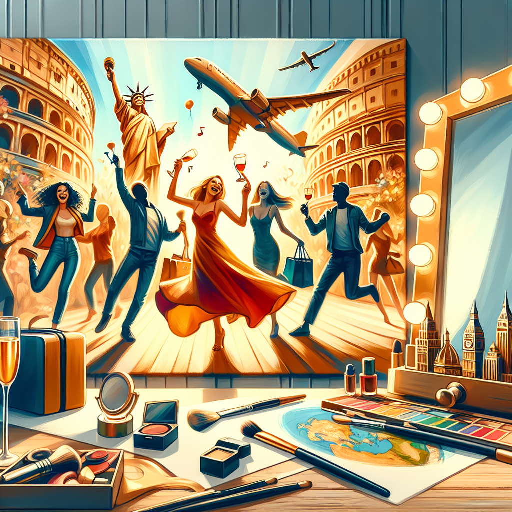 Paint a spirited scene encapsulating a festive birthday party where all family members are involved in joyful dancing. Let their motions be lively and captured amidst pleasant music filling the room. A mock travelling theme is present, symbolized by miniature representations of iconic global monuments scattered across the room. Corner the room with a sophisticated vanity makeup setup, reflecting the concept of beauty and transformation. Illustrate dynamic images of a person skillfully spinning in a burst of dance, another toasting with champagne glasses, and an excited individual just home from a shopping adventure, hands full of bagged purchases. Enhance all these elements to depict a vibrant and joyous birthday atmosphere.
Generated with these themes: Champagne, Shopping, Travel, Beauty, Family, and Dancing.
Made with ❤️ by AI.