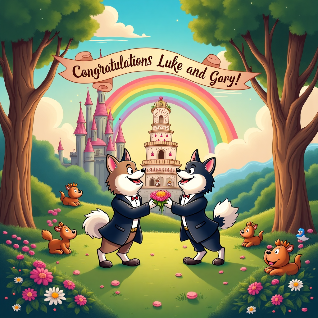 Gay, Disney, pomsky Wedding Card
